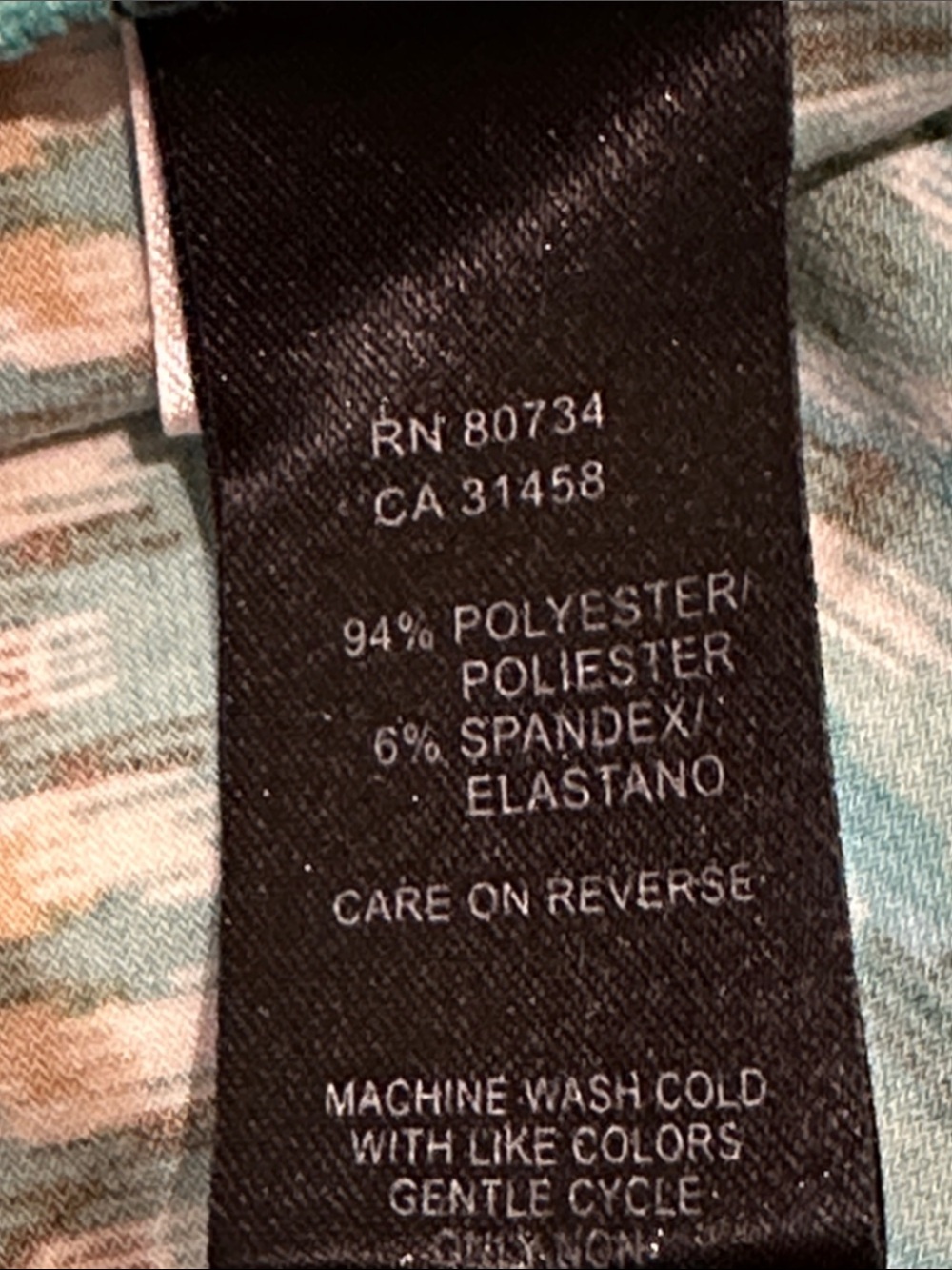 BCBGMaxAzria Teal and White Patterned Twist-Front Midi Dress - Picture 7 of 7